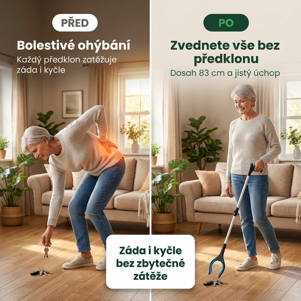 Podavač předmětů při bolesti zad a předklonu – zvedání bez ohnutí
